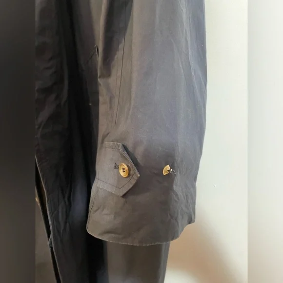 Vintage Brooks Brothers Navy Blue Trench Coat Size Large Missing Zip In Lining - Picture 13 of 16